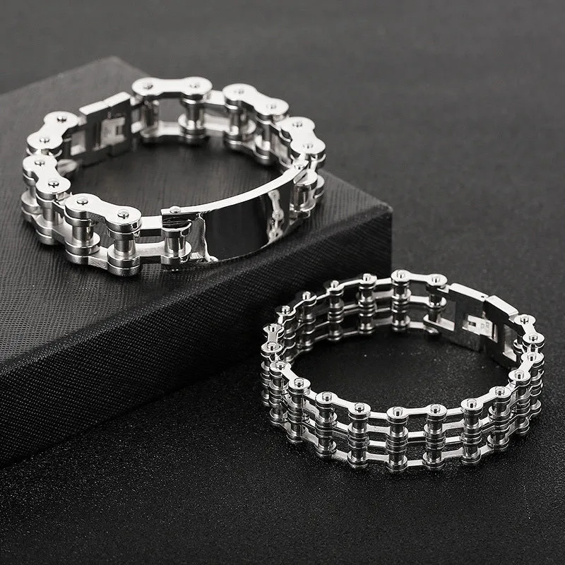 Sleek Punk Style Titanium Steel Men's Bracelet by Planderful Collection