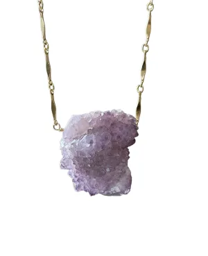 Spirit Quartz Amethyst Statement Necklace Gold Filled