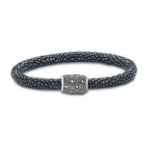 SS DOT AND ROPE DESIGN STINGRAY BRACELET- BLACK