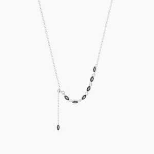 Sterling Silver Black Zirconia Tassel Necklace