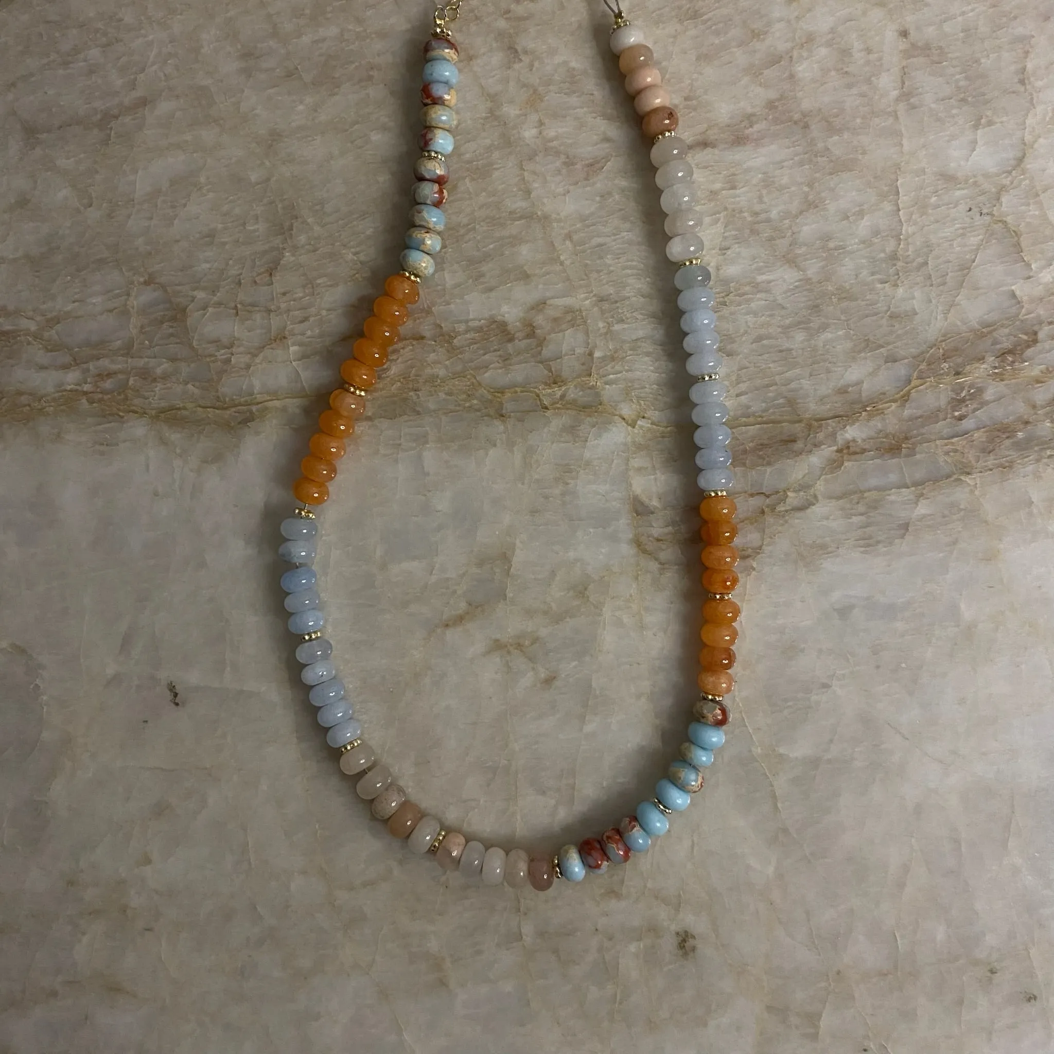 Sweetie Necklace- Blue & Orange Agate