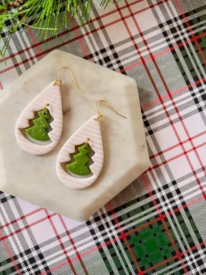 Swinging Christmas Tree | Clay Earrings