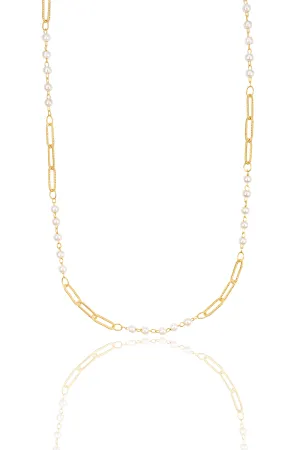 Textured Paperclip and Pearl Charm Necklace (H262/I135A)