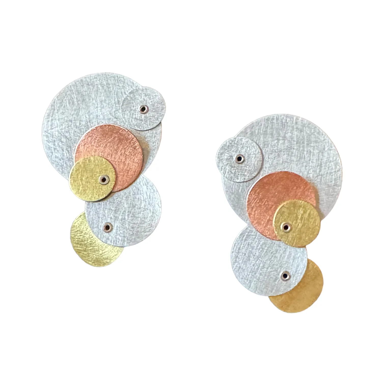 TICKLE 2 Tri Metal Combined Circle Earrings from BUBBLES