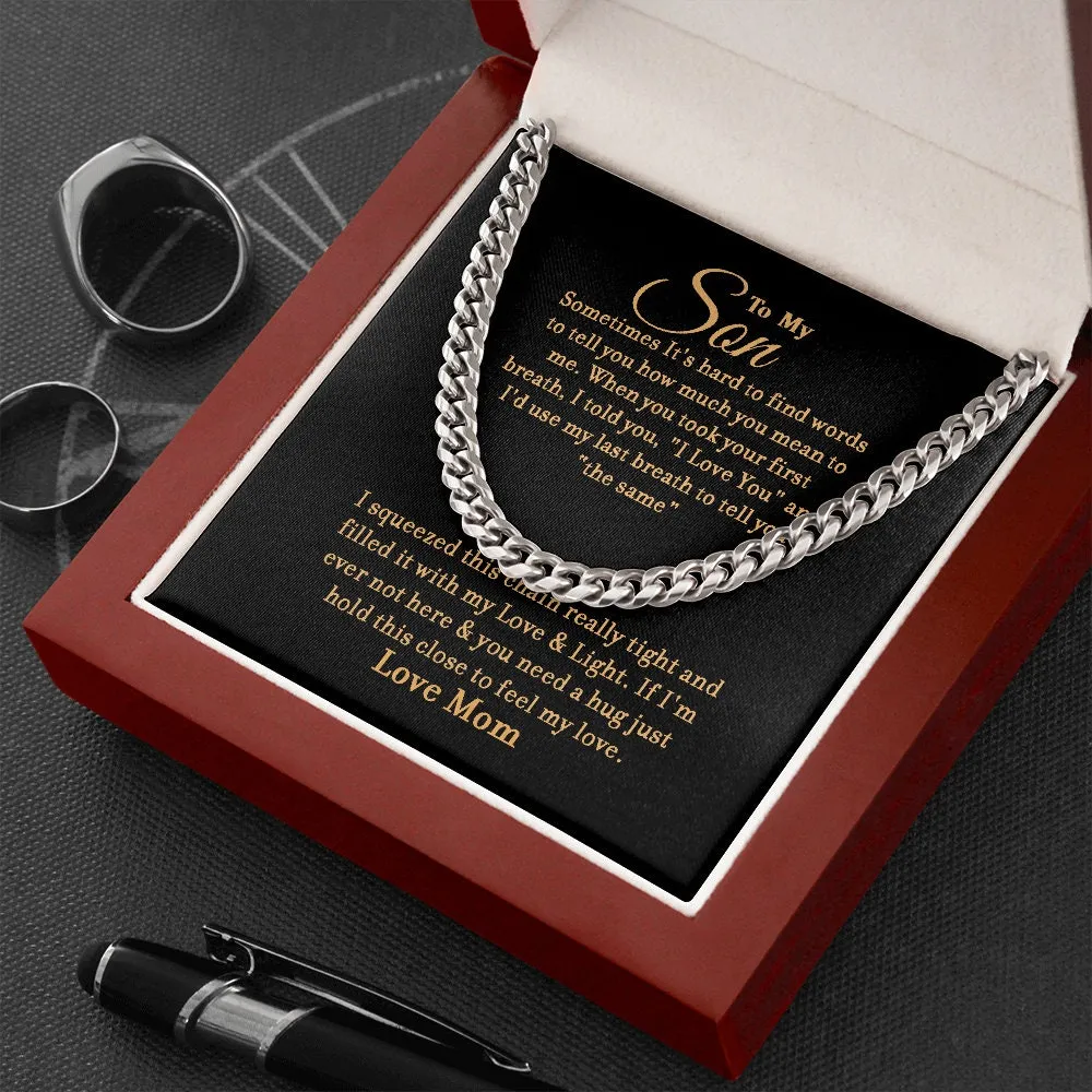 To My Son - Hug & Hold - Cuban Link Chain - Gift