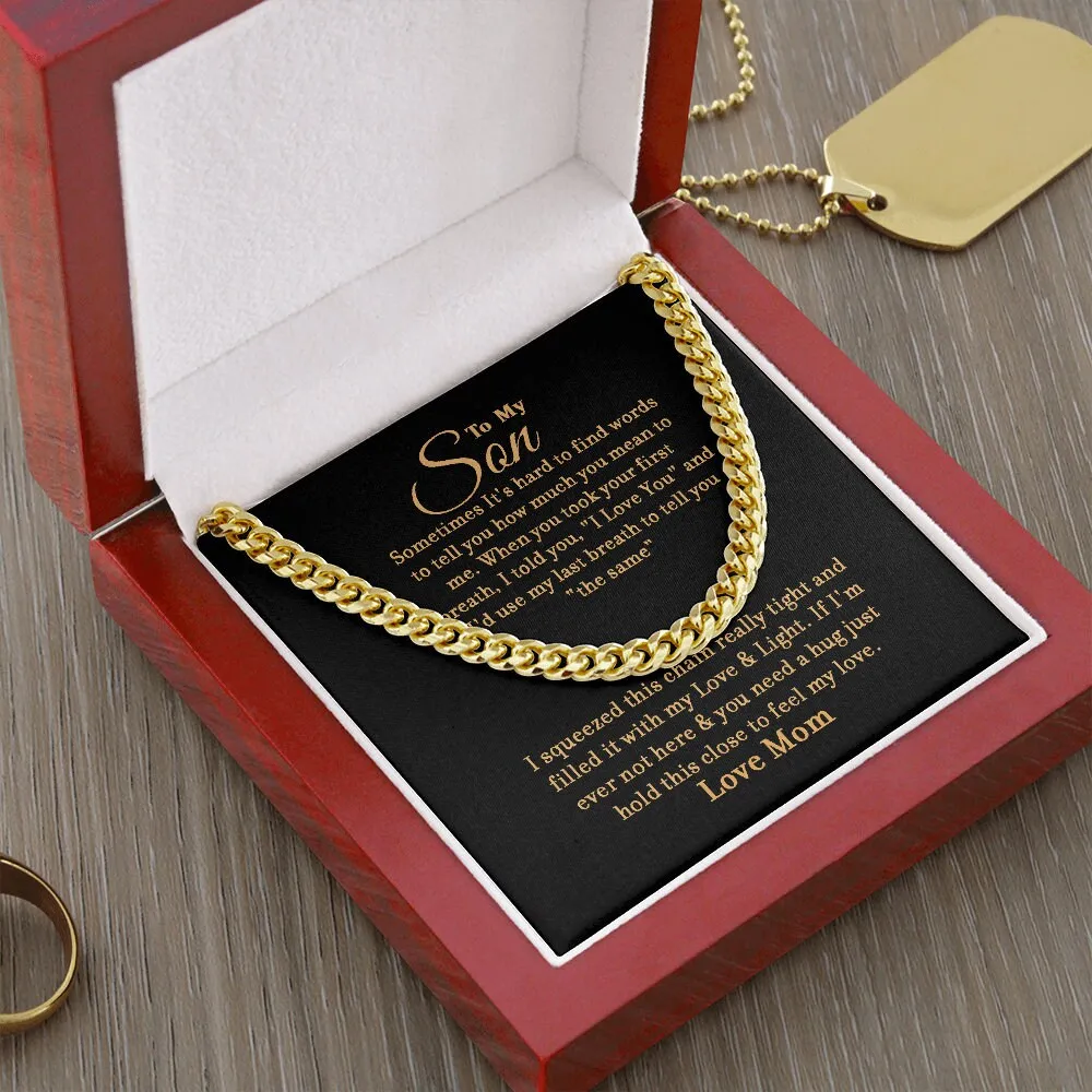 To My Son - Hug & Hold - Cuban Link Chain - Gift