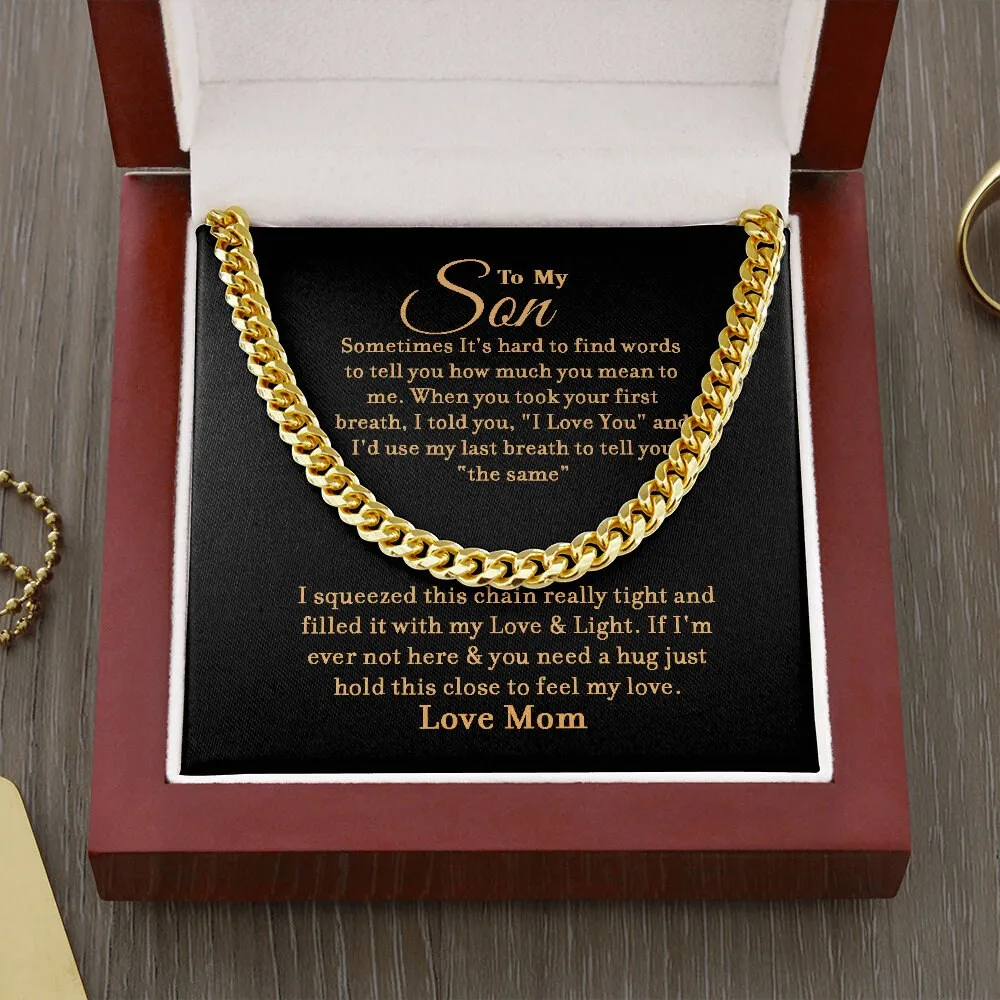 To My Son - Hug & Hold - Cuban Link Chain - Gift