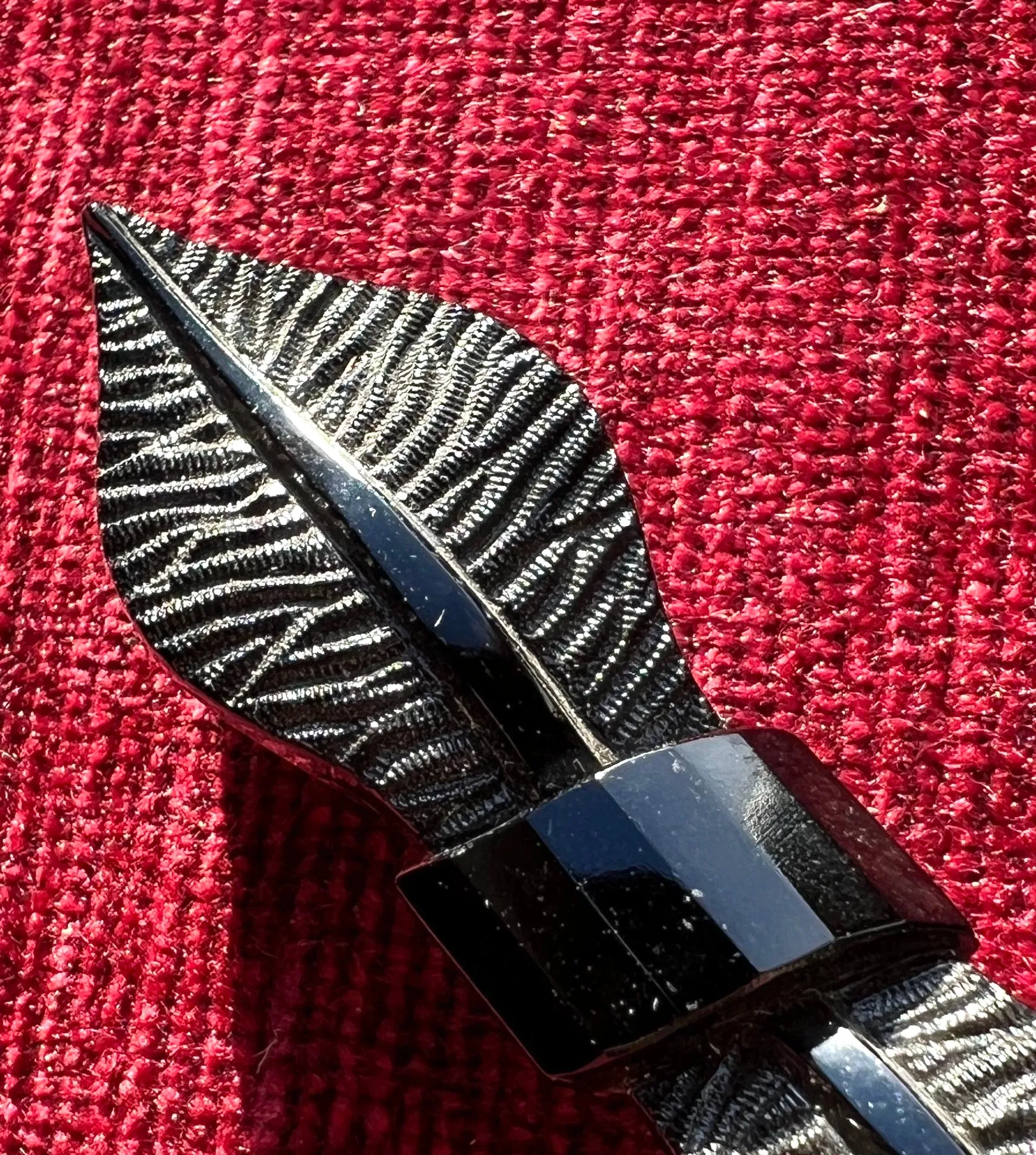 Unusual Early 20th C Black Pressed Glass  Brooch.