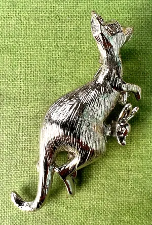 Unusual Kangaroo and Her Baby Vintage  Brooch