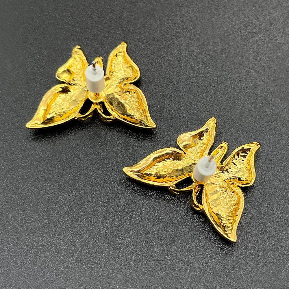 【USA輸入】ヴィンテージ バタフライ エナメル ビジュー ピアス/Vintage Butterfly Enamel Bijou Post Earrings