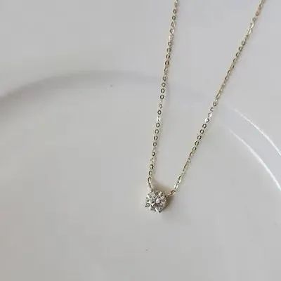 VAIGE 925 Sterling Silver Simple Crystal Pendant Clavicle Chain Necklace with Light Luxury Design and 14k Gold Accents