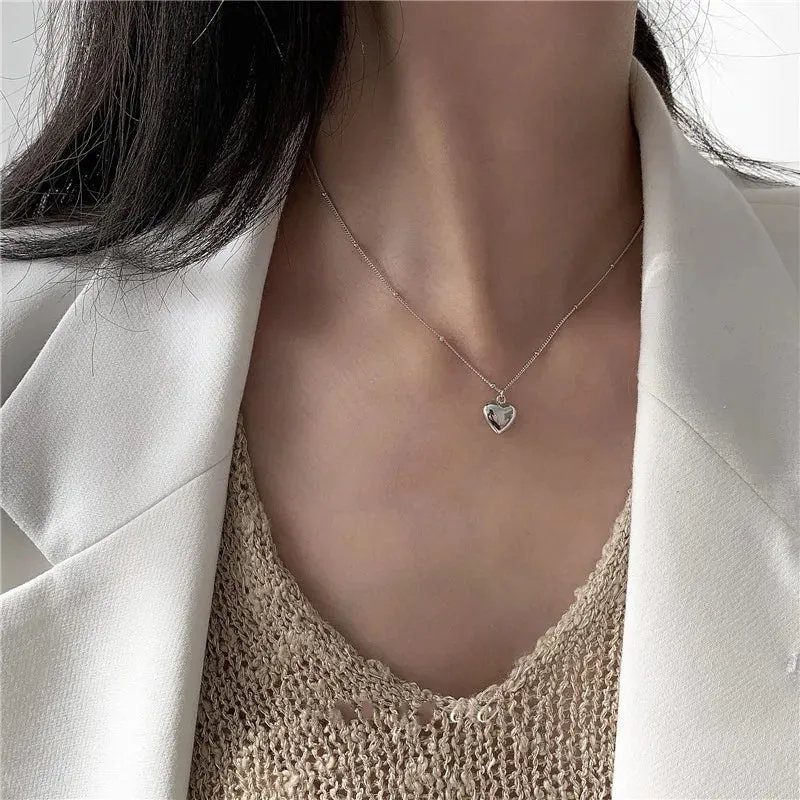 VAIGE 925 Sterling Silver Simple Crystal Pendant Clavicle Chain Necklace with Light Luxury Design and 14k Gold Accents