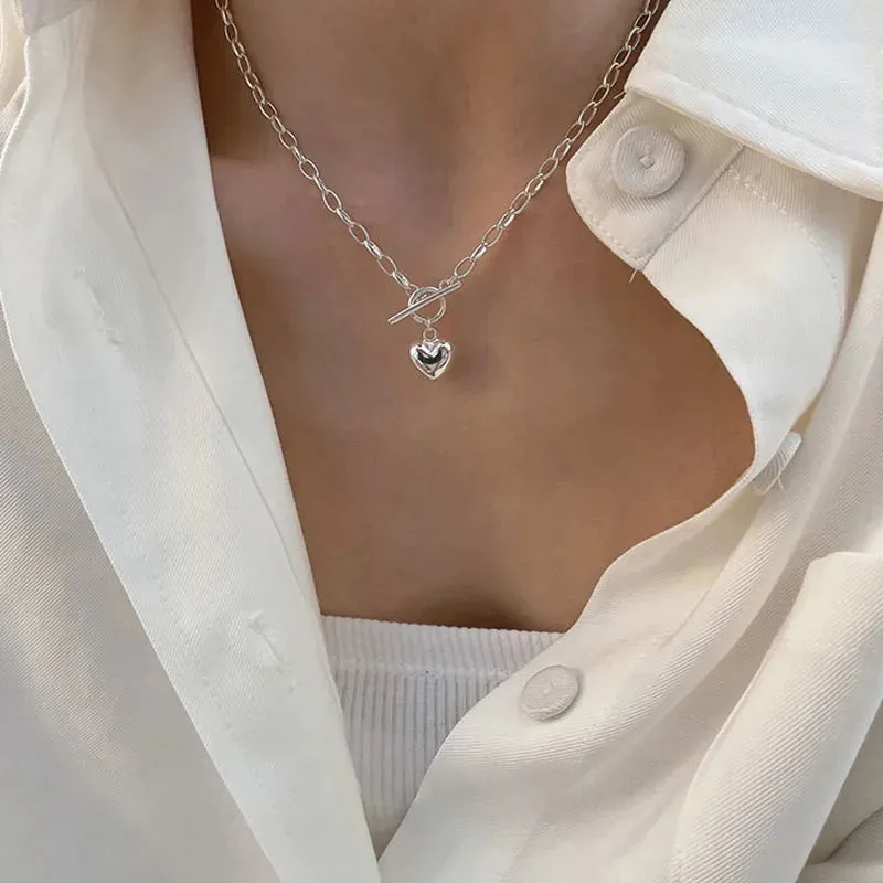 VAIGE 925 Sterling Silver Simple Crystal Pendant Clavicle Chain Necklace with Light Luxury Design and 14k Gold Accents