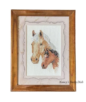 Vintage Framed Needlework Petit Point Horse 🐎 Head Portrait Equine Equestrian Horses