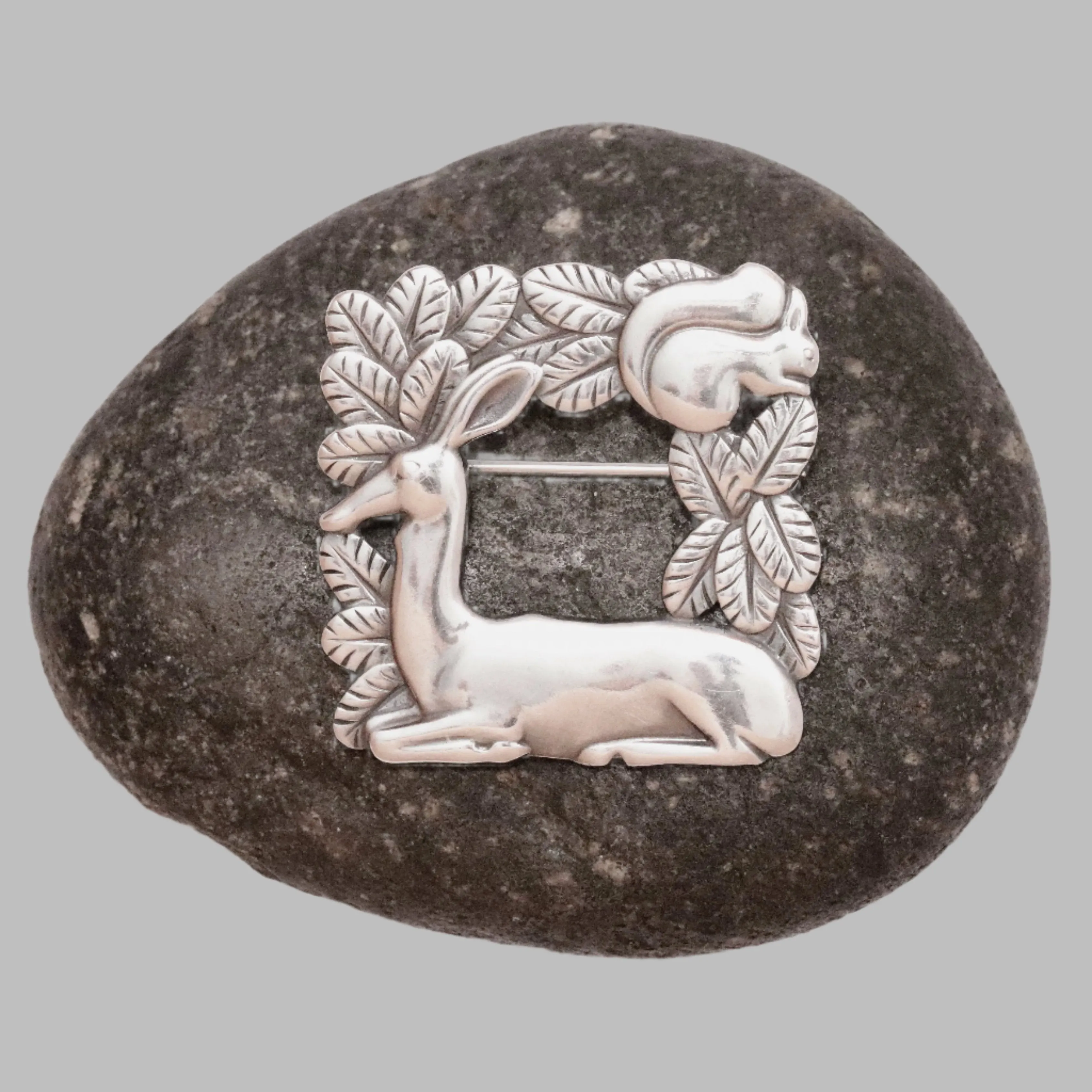 Vintage Georg Jensen Jewelry | Arno Malinowski Deer and Squirrel Brooch 318 Denmark