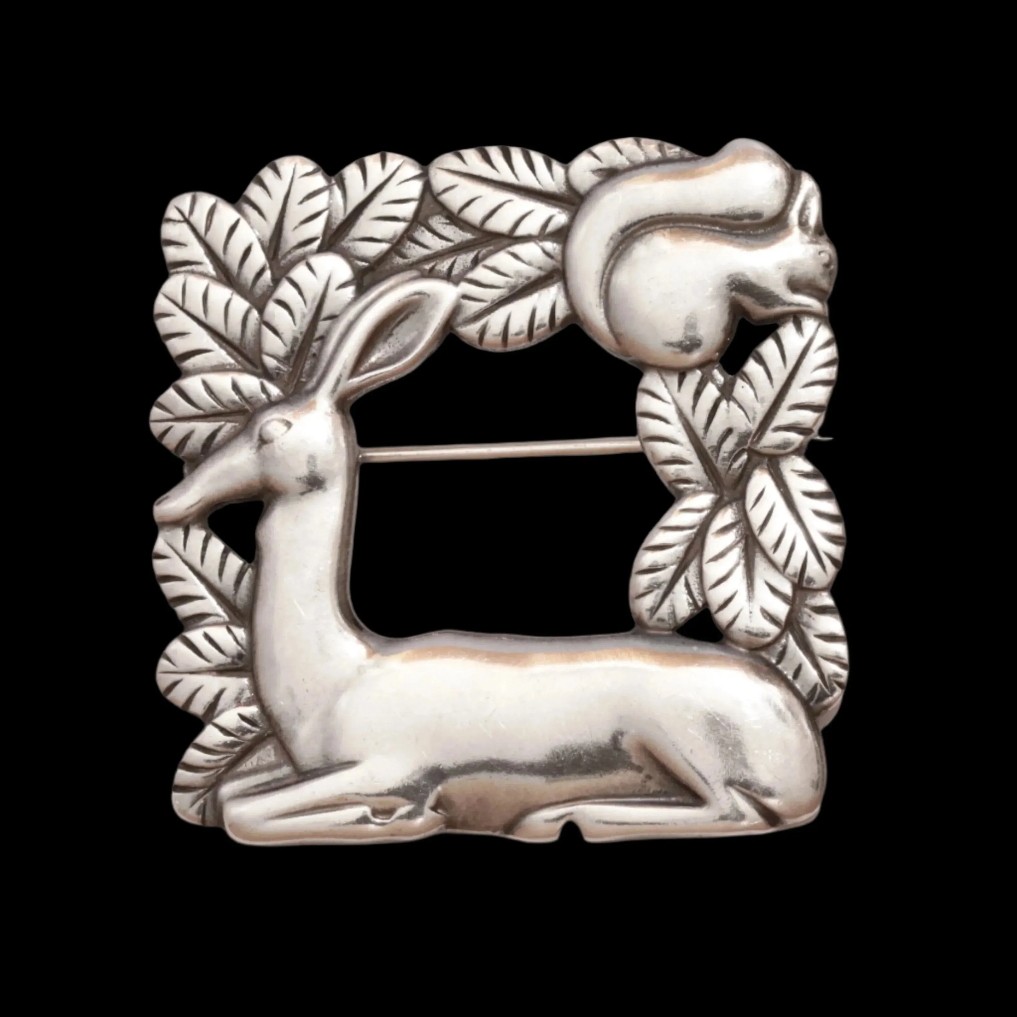 Vintage Georg Jensen Jewelry | Arno Malinowski Deer and Squirrel Brooch 318 Denmark