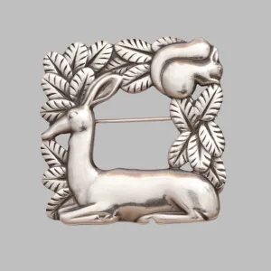 Vintage Georg Jensen Jewelry | Arno Malinowski Deer and Squirrel Brooch 318 Denmark