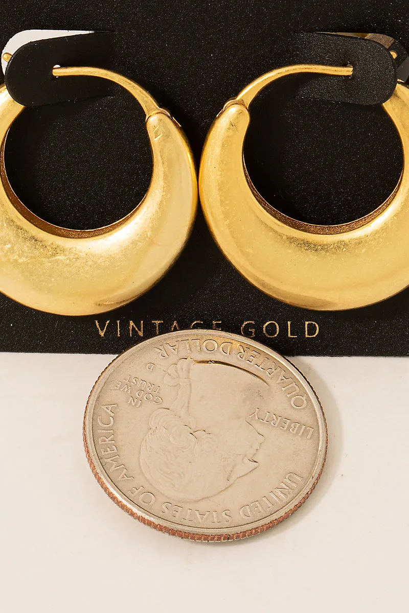 Vintage Gold Flat Hoop Earrings