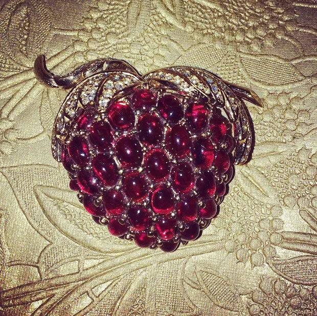 Vintage Large Rasberry Brooch by Ciner