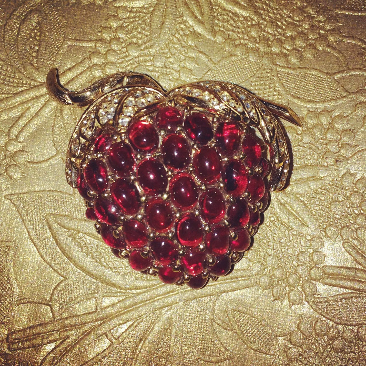 Vintage Large Rasberry Brooch by Ciner