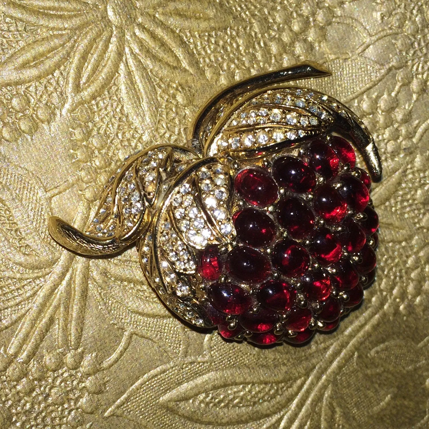 Vintage Large Rasberry Brooch by Ciner