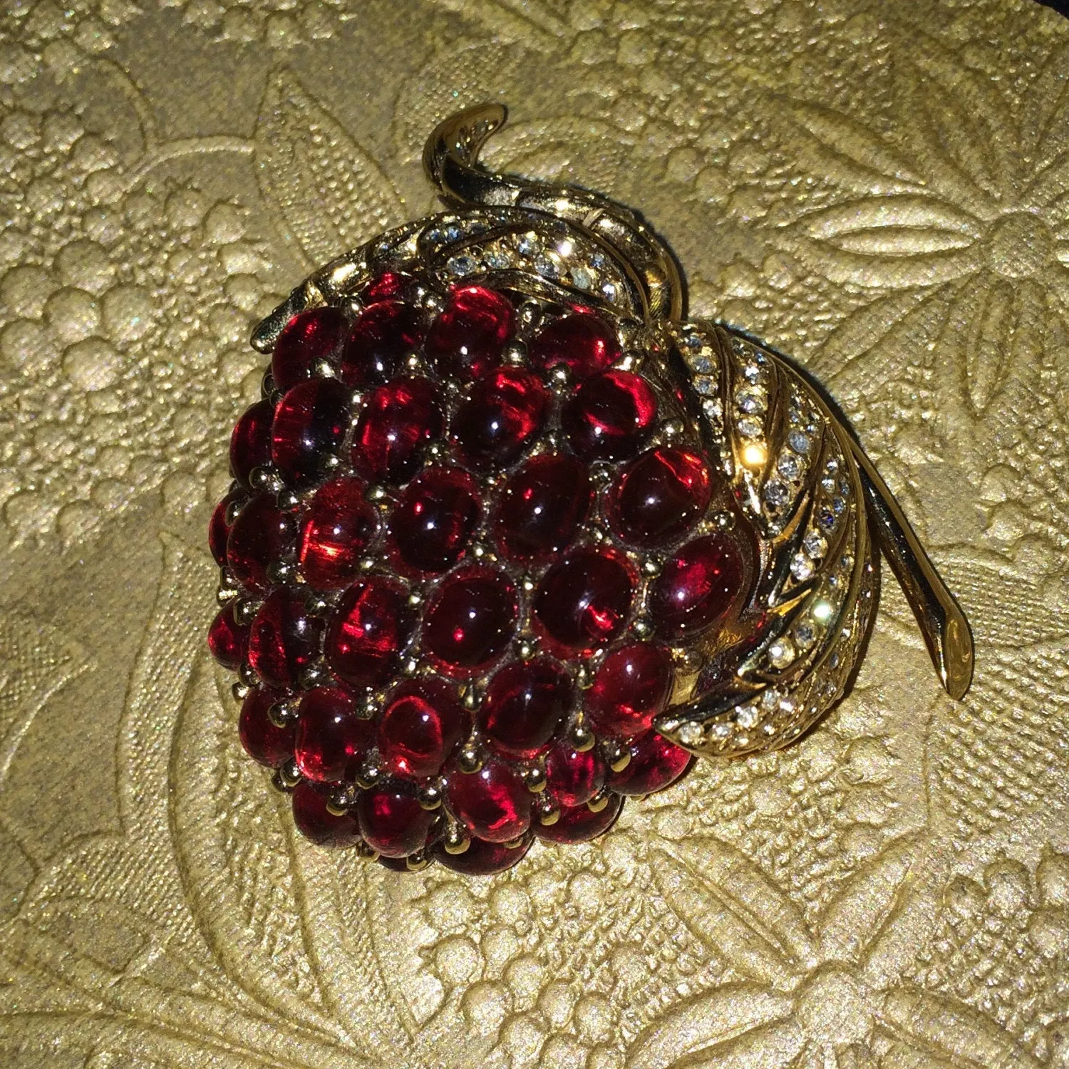 Vintage Large Rasberry Brooch by Ciner