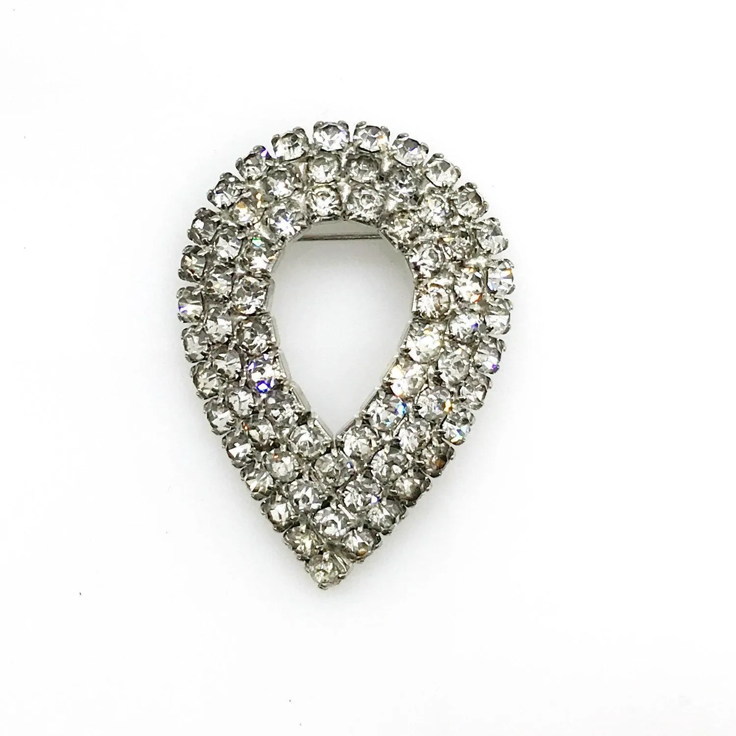 Vintage Layered Rhinestone Teardrop Brooch