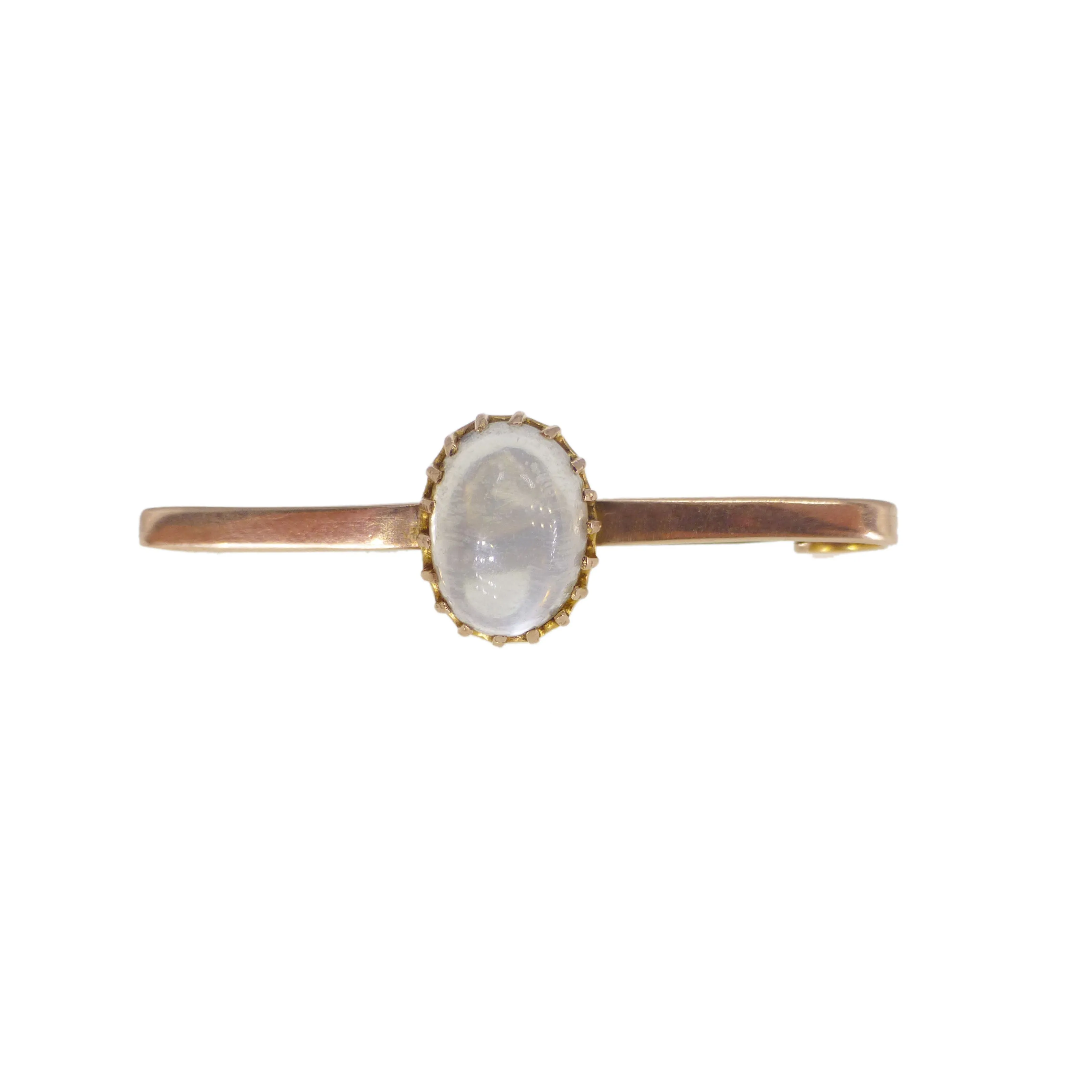 Vintage Mid Century Rose Gold Moonstone Bar Brooch