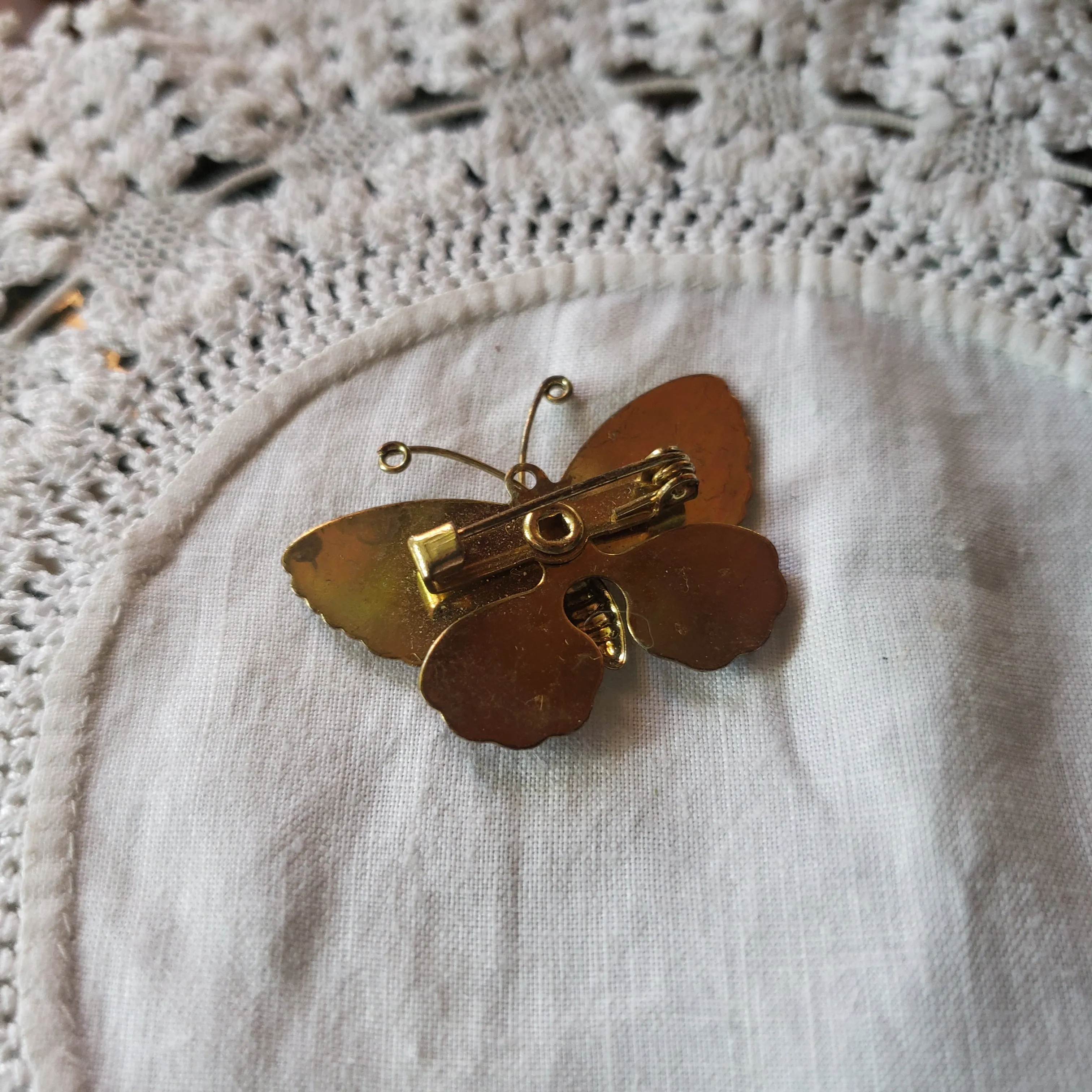 Vintage Orange Butterfly Brooch