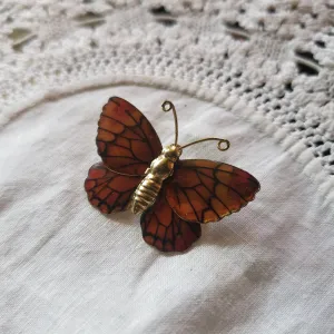 Vintage Orange Butterfly Brooch