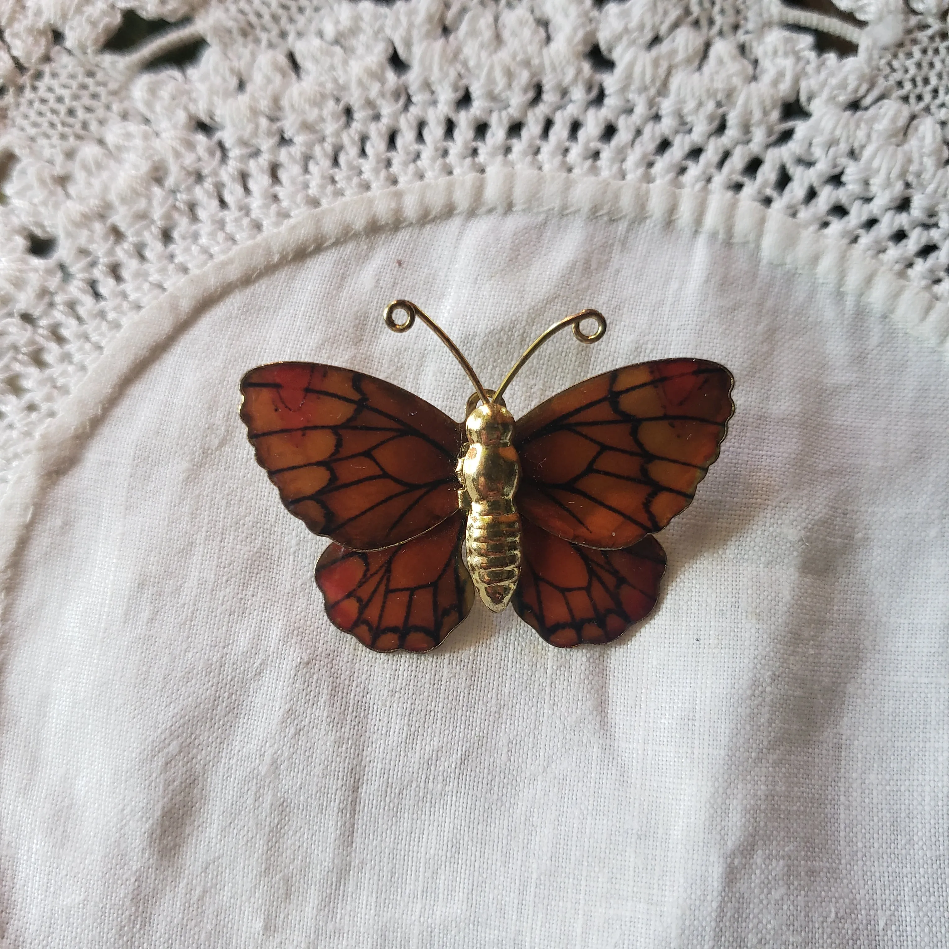 Vintage Orange Butterfly Brooch