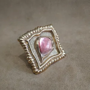 Vintage Scherrer Chunky Gold Pink l Brooch