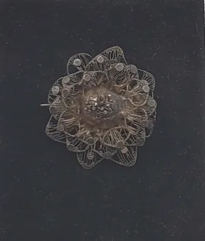 Vintage Sterling Silver Filigree Flower Brooch