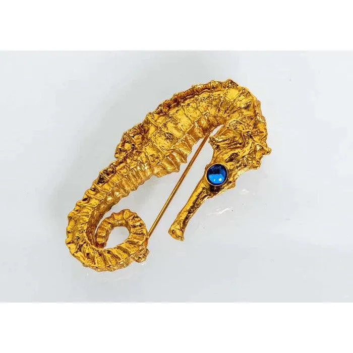 YVES SAINT LAURENT Vintage Rare Seahorse Brooch