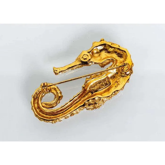 YVES SAINT LAURENT Vintage Rare Seahorse Brooch