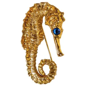 YVES SAINT LAURENT Vintage Rare Seahorse Brooch